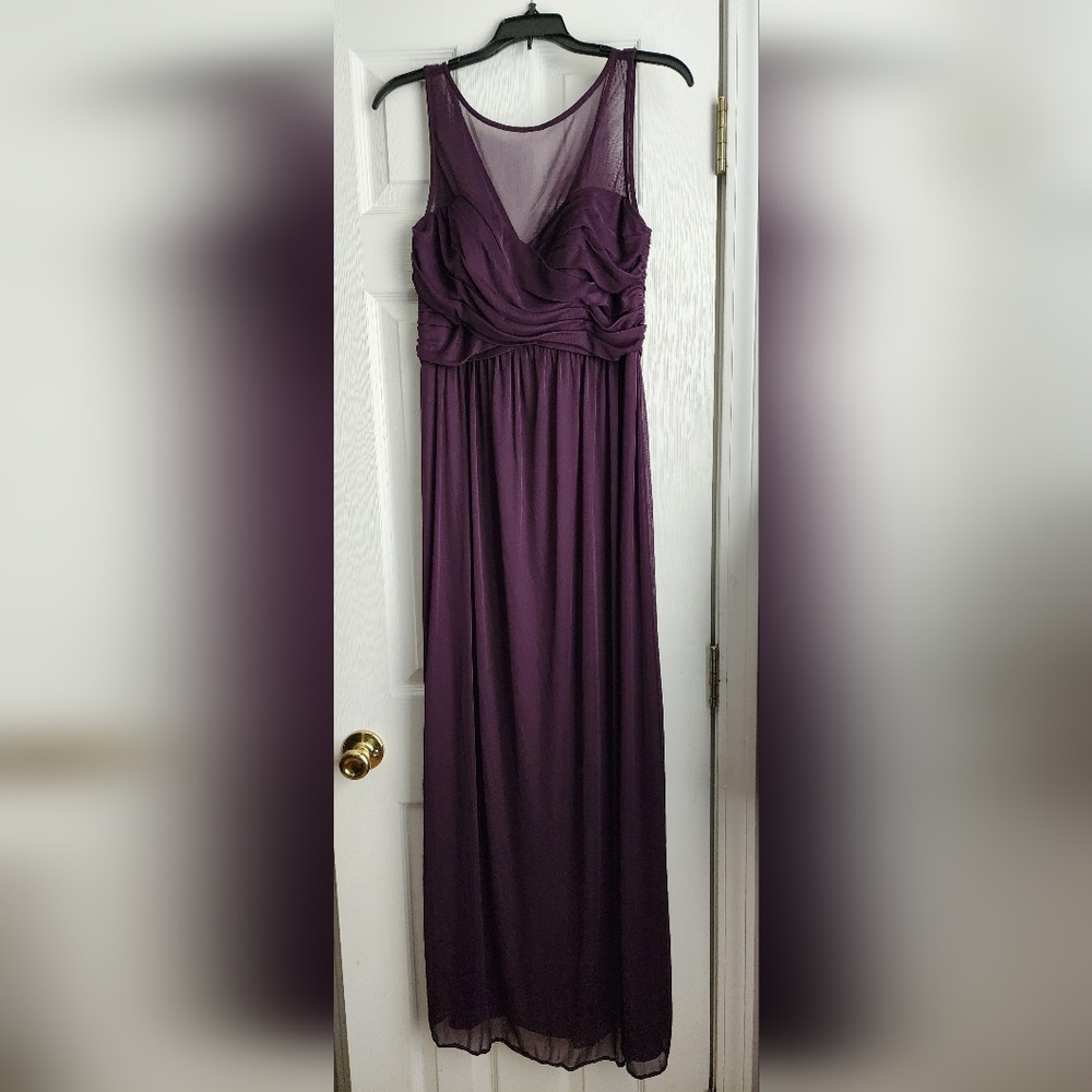 David's Bridal Illusion Sweetheart Neckline Long Mesh Dress